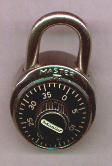 Master Brand combination lock with a numbered dial