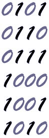 Binary values 0101 (5) through 1010 (10), one per line